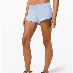Lululemon Speed Up High Rise Shorts 2.5” in Icing Blue (size 6)